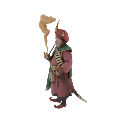 Smoking Ottoman Pasha 3D Model