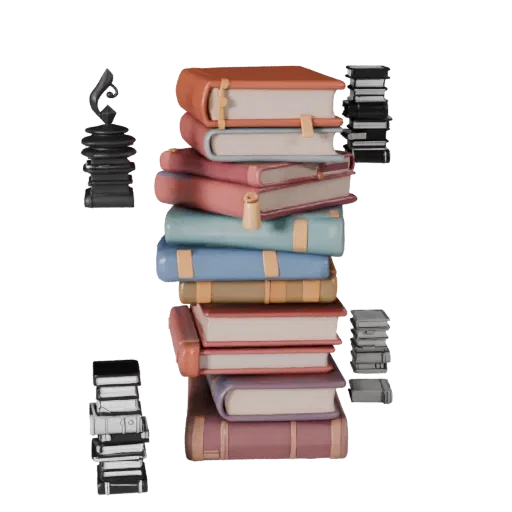 Cozy Book Stack Stylized 3D model, stylized isometric render, showing ceramic, recognizable everyday shapes.