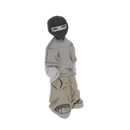 Streetwear Figure with Mask and Baggy Clothes 3D Model