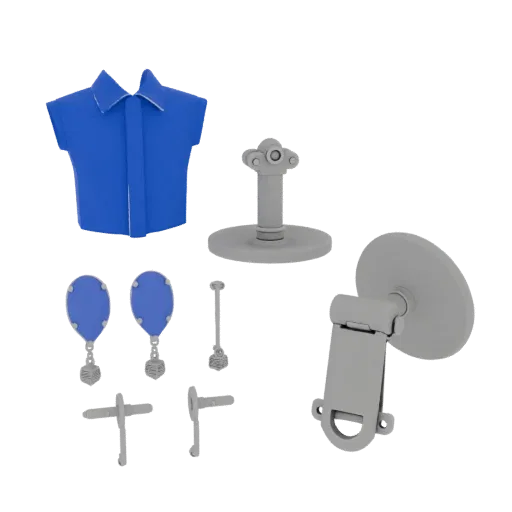 Gem Set Hemdknopf szenenfertiges 3D-Modell, Nahaufnahme-Hero-Shot, zeigt Manschettenknopf-Silhouette und Oberflächenkontrast.