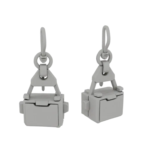 Stud Drop Earrings print ready 3D model, front-three-quarter studio render, highlighting earring form and finish detail.