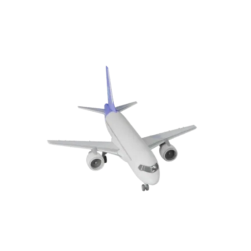 Passagierflugzeug 3D-Modell, Drei-Viertel-Spiel-Viewport, Unity-fertiges Fahrzeug-Asset mit Passagier-Rumpfbalance, Flügelint