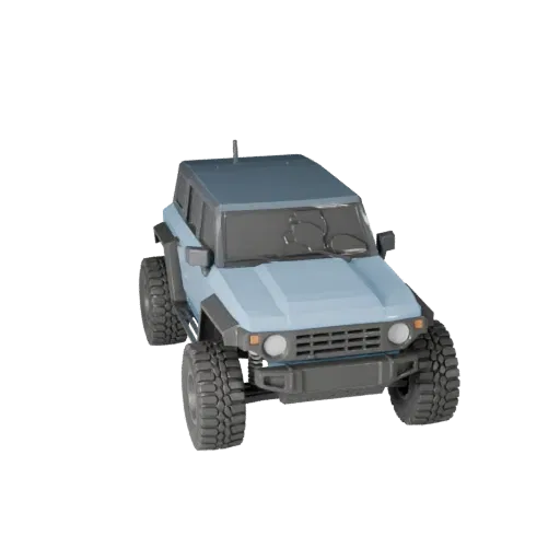 نموذج ثلاثي الأبعاد لمركبة هوفر SUV منخفضة المضلعات، عرض لعبة ثلاثي الأرباع، أصل مركبة منخفضة المضلعات بارتفاع قيادة مرتفع، ح