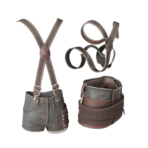 Hochauflösendes 3D-Modell eines gewebten Hosenträgergurts, Nahaufnahme-Studio-Rendering, das Leder und flexible Streifenform