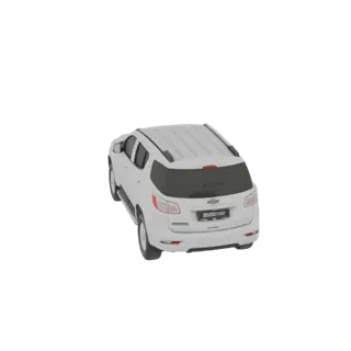Modèle 3D d'un Chevrolet Traverse SUV blanc vu de l'arrière, montrant ses feux arrière et son pare-chocs.