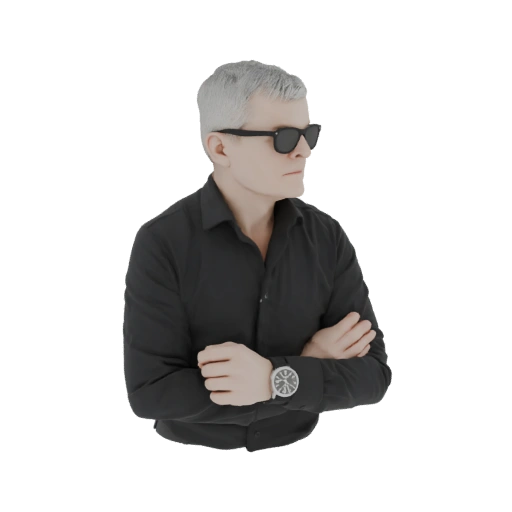 Man in Black Shirt and Sunglasses 3D Model