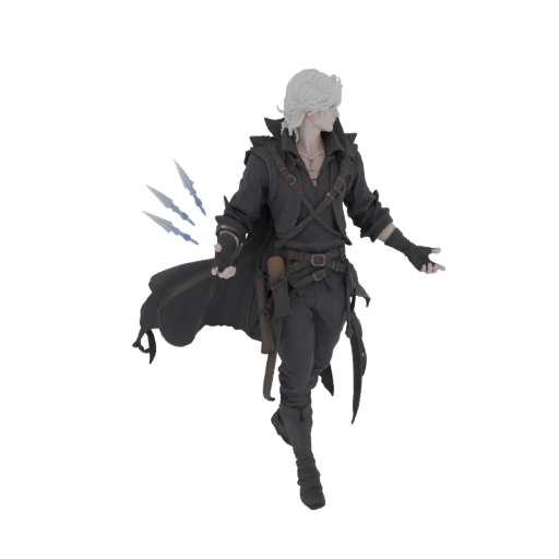 Dark Cloaked Rogue with Daggers 3D Model