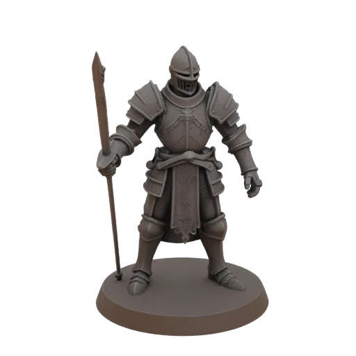 Undead Knight presupported tabletop miniature, three-quarter display angle, resin print scale