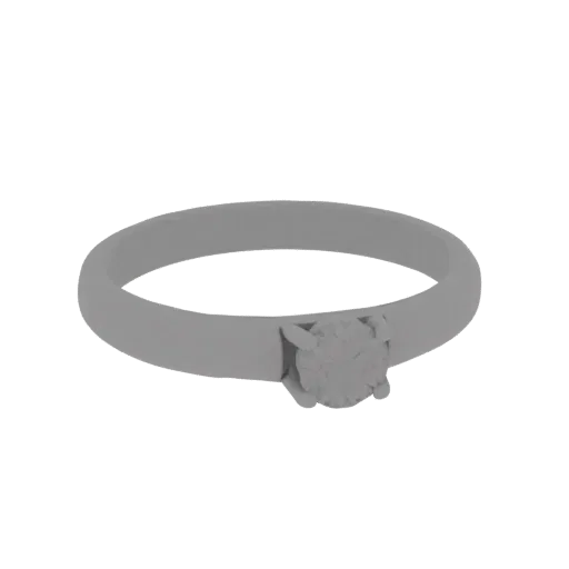 Diamond Signet Engagement Ring 3D model, three-quarter front view, AR viewer studio render, diamond setting.