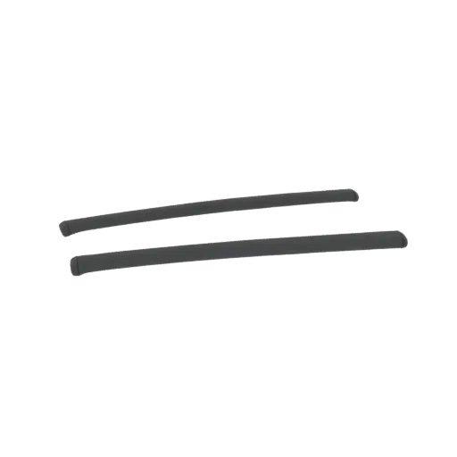 A 3D model of two dark grey car door trim pieces, one above the other, with subtle curves.