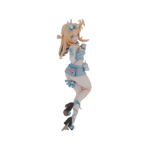 Cute Anime Girl in Blue Outfit 3D Model