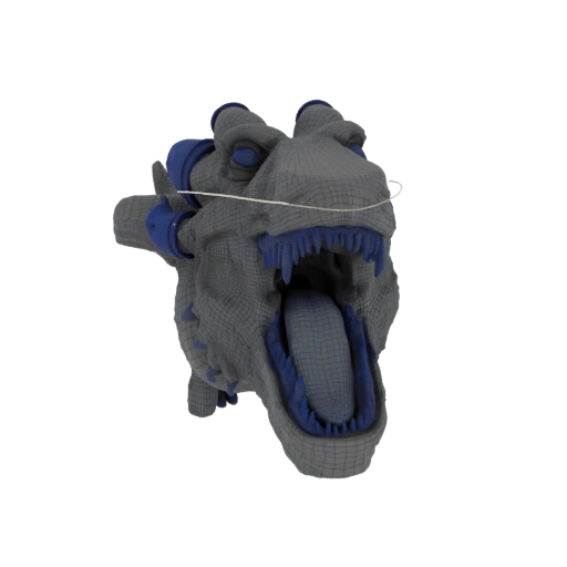 Wireframe Dinosaur Head with Blue Accents