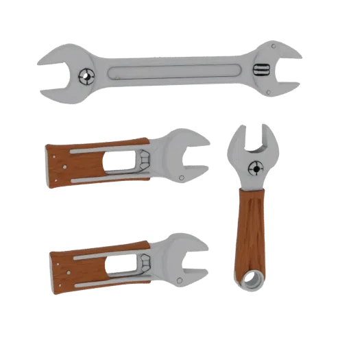 Clean Wrench Printable 3D model, isometric STL render, showing painted metal, functional silhouettes.