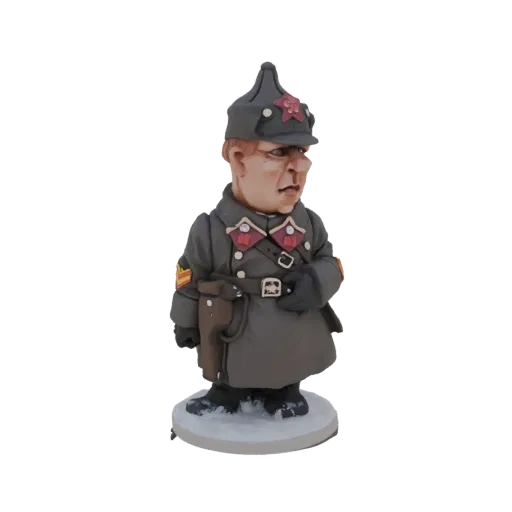 3D model of a Soviet military commander bobblehead figurine in uniform with a red star on its cap, standing on a snowy base.