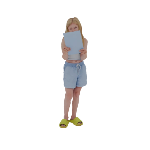Young Girl Reading Book with Yellow Slippers