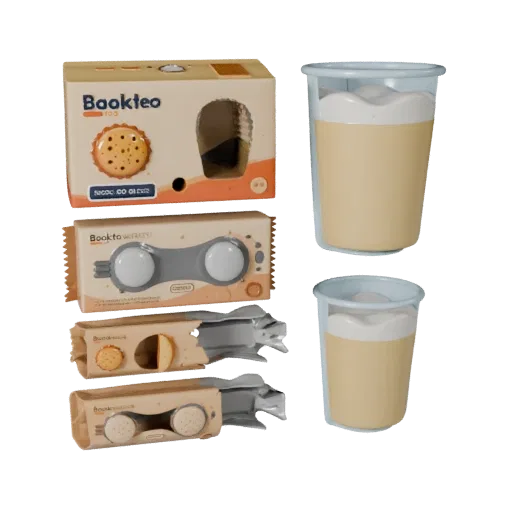Boxed Cookie Pack Stylized 3D model, stylized isometric render, showing cardboard, package massing.