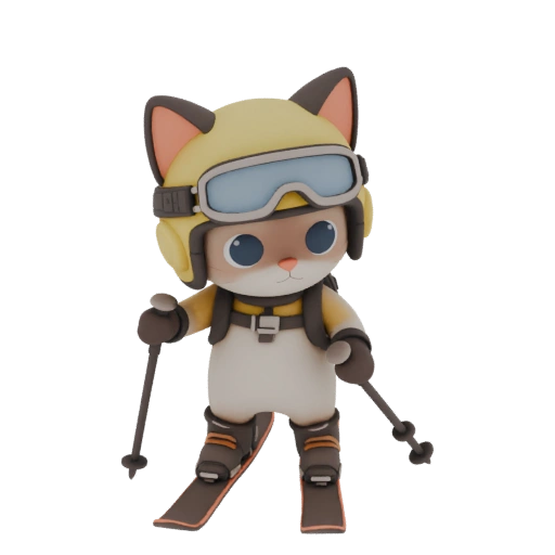 Skier Cat Figurine