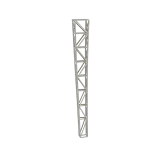 Un modello 3D di una sezione di torre a traliccio conica, che mostra un telaio geometrico di travi interconnesse che si restr
