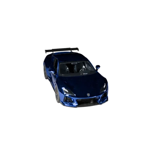 Spielbereites Supercar 3D-Modell, Dreiviertel-Studioansicht, produktionsfertiges Fahrzeug-Asset mit Karosserielinien, Verglas