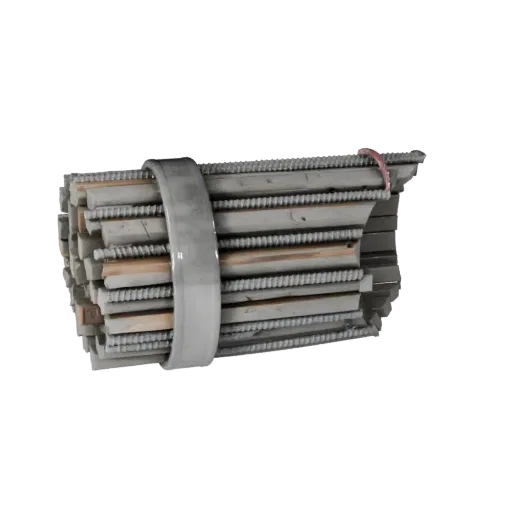 Heavy Duty Rebar Bundle Low Poly 3D model, game viewport three-quarter view, showing concrete, site-ready silhouettes.