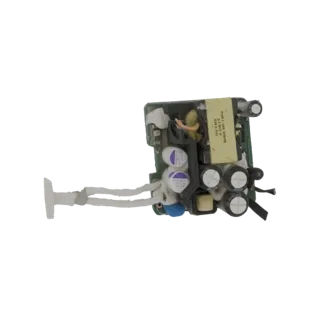 3D model of an electronic circuit board with visible components, wires, and connectors, isolated on a white background.