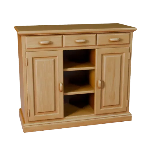 Shaker Cabinet High Poly 3D model, dining room, close-up studio render, painted wood detail.