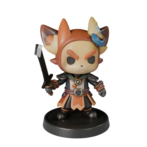 Mascot Fantasy Figurine collectible 3D model preview showing pose, studio close-up view and surface detail