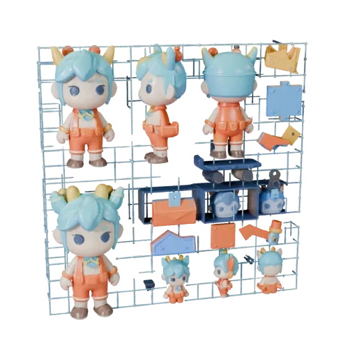Fantasy Mascot Character modular kit 3D model preview showing pose, top-down kitbash view and surface detail