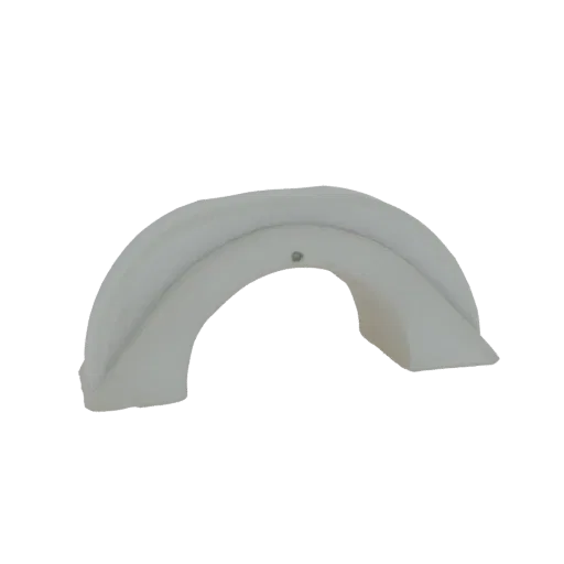 3D model of a modern, white, curved archway sculpture with a minimalist design, isolated on a white background.