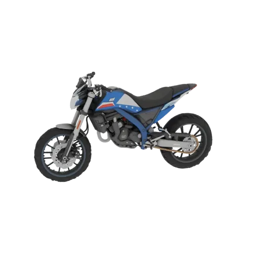 3D model of Izh Planeta 5 motorcycle painted in American flag colors on a black background
