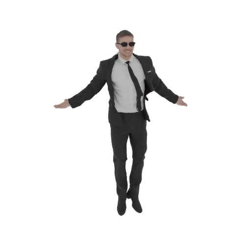 Jumping Man in Suit 3D Model