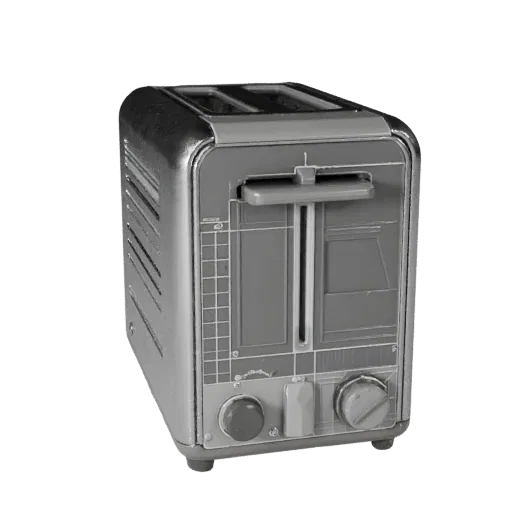 Compact Toaster Modular 3D model, dining room, isometric modular kit view, plastic detail.