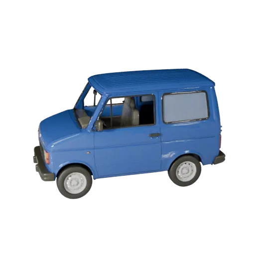 Modelo 3D de furgoneta de reparto vintage de alta poligonización, vista de estudio de primer plano, activo de vehículo de alt