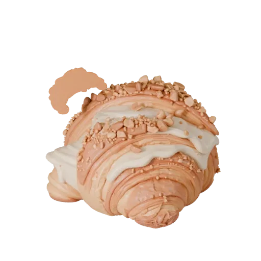 Croissant 3D model, three-quarter front view, Unity viewport, showing cream, sweet food silhouette.