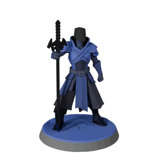Anteprima modello 3D low poly miniatura Sci-Fi Wizard che mostra silhouette, vista di gioco a tre quarti, posa e dettagli in