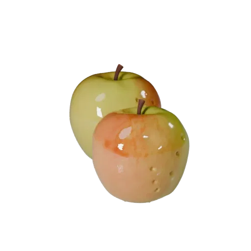 Ripe Apple 3D model, three-quarter front view, AR viewer studio render, showing skin pores, recognizable fruit forms.