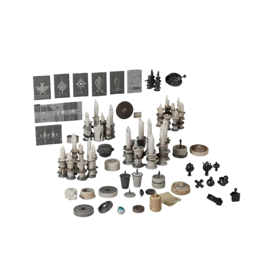 Workshop Candle Cluster 3D model, three-quarter front view, Unreal Engine viewport, showing material detail and scale.