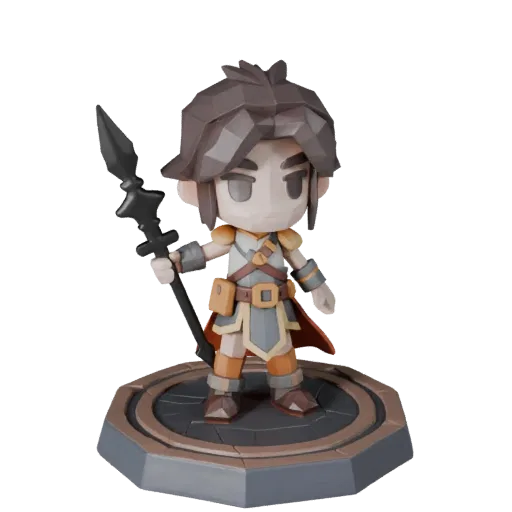 Adventure Fantasy Figurine low poly 3D model preview showing pose, three-quarter view and surface detail
