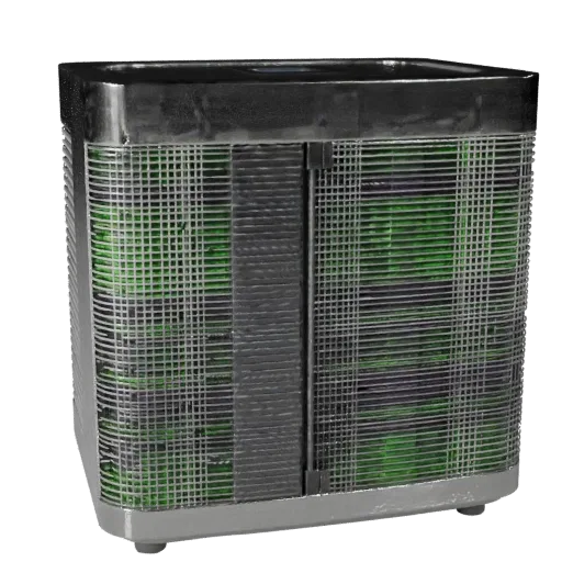 Stainless Air Purifier 3D model, home interior, three-quarter front view, Unreal Engine viewport, plastic detail.