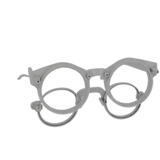 Round Reading Glasses Printable 3D model, isometric STL render, showing transparent lenses, face-worn scale.