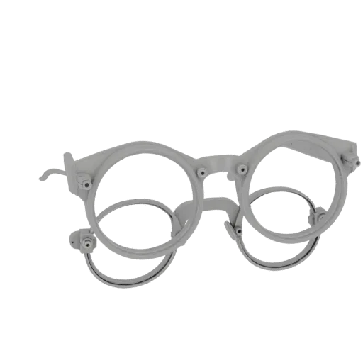 Round Reading Glasses Printable 3D model, isometric STL render, showing transparent lenses, face-worn scale.