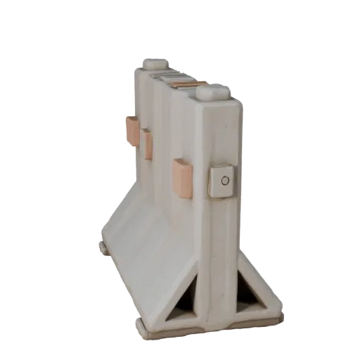 Temporary Traffic Barrier Stylized 3D model, stylized isometric render, showing concrete, site-ready silhouettes.