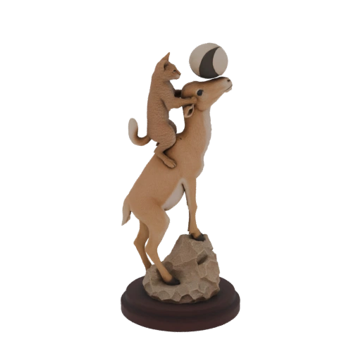 Katze reitet Antilope mit Ball