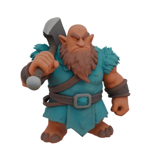 Fantasy Dwarf Barbarian Miniature STL - Guard