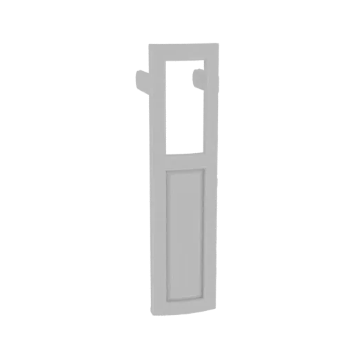 Una renderización 3D de una puerta moderna panel con un marco de ventana rectangular en la parte superior y un panel único en