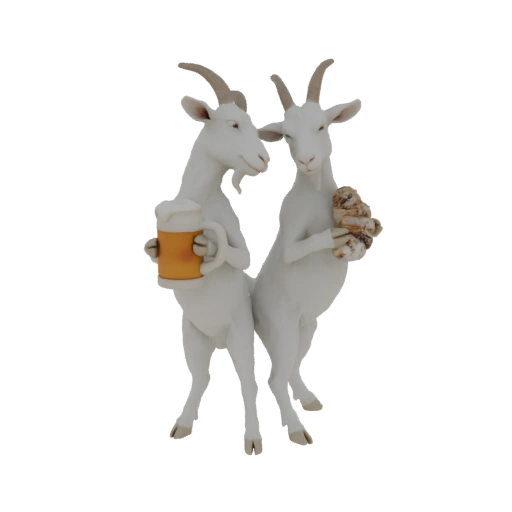 Goats with Beer and Pretzel Figurine