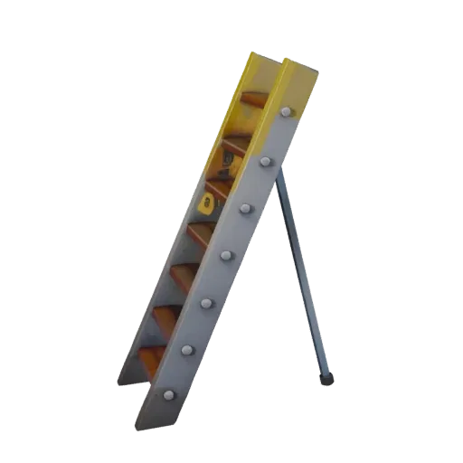 Construction Ladder Low Poly 3D model, game viewport three-quarter view, showing concrete, site-ready silhouettes.