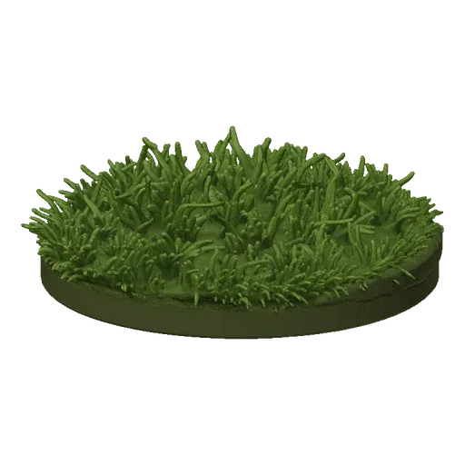 3D model of a round base with green grass, styled as a lawn patch