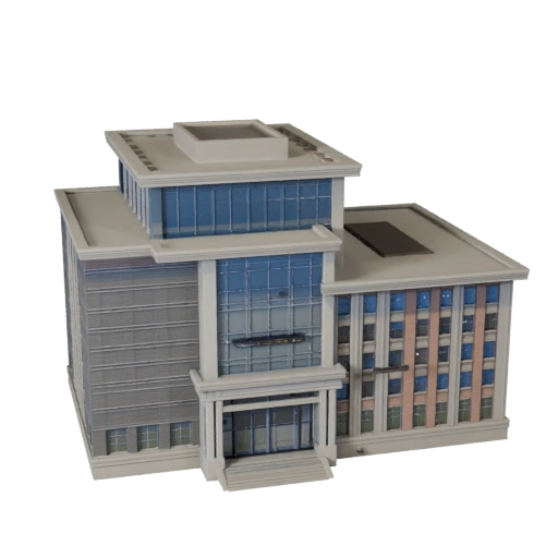 Modelo 3D de Prédio de Biblioteca Baixo Poli para Ativo de Jogo em Tempo Real