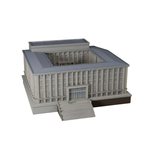 Prédio de Biblioteca Imprimível STL Modelo 3D - Asset de Escala